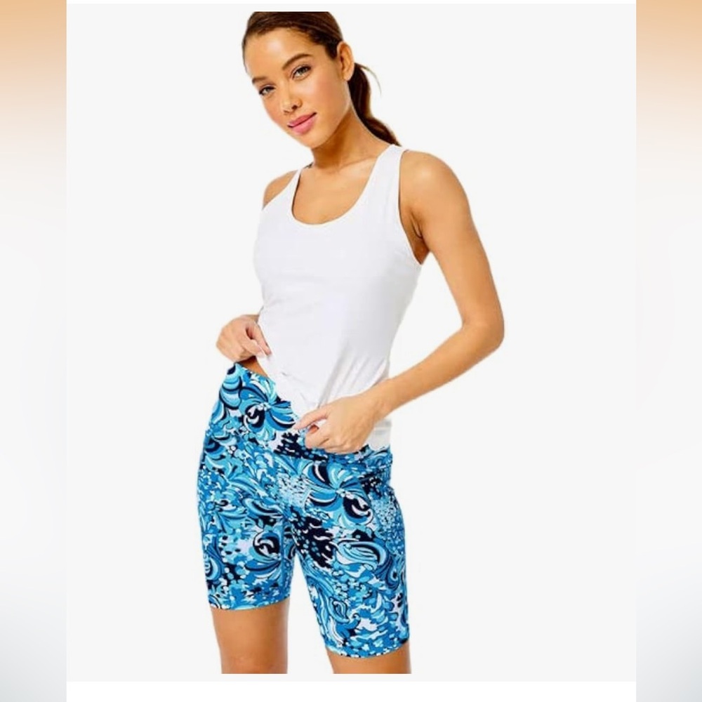 Lilly Pulitzer Blue Swirl Print Bike Shorts - Picture 4 of 9